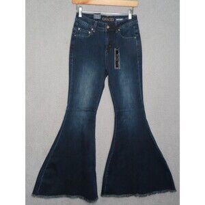Grace In LA Jeans‎ 27 Blue High Waist Bell Bottom Super Flare Dark Wash NEW